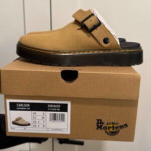 Dr. Marten's Zebzag Suede Casual Slingback Platform Mules in Savannah Tan